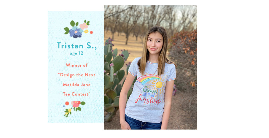 Tristan, winner of the Matilda Jane Design Our Next Tee Contest
